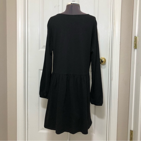 ASOS DESIGN Maternity Long Sleeve V Neckline Smock Black Dress drawstring Tie 8 - Picture 9 of 12